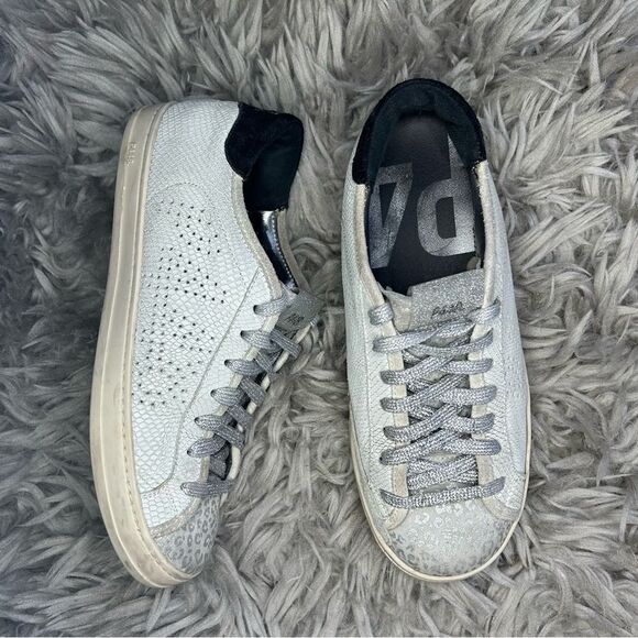P448 John leopard print lace up distressed sneakers women’s shoe size 7